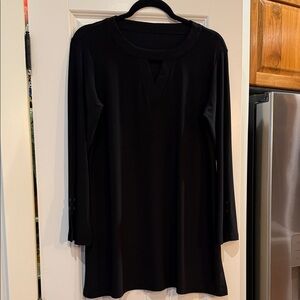 Sympli Charcoal Keyhole Neckline Top